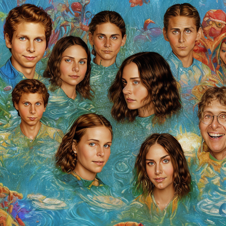 An uninvited epiphany of michael cera or jared leto surfs on the pasta water cove | more florid than vivid | more vivid than lurid | in the style of norman rockwell   --faceor2