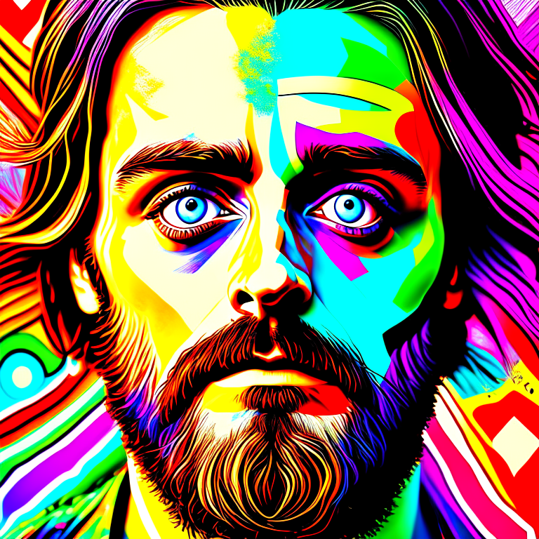 jared leto or nick offerman 5ht2a agonist | no saturated colors | high dynamic range | highly detailed airbrush faces | in the style of bridget riley --tie-dye