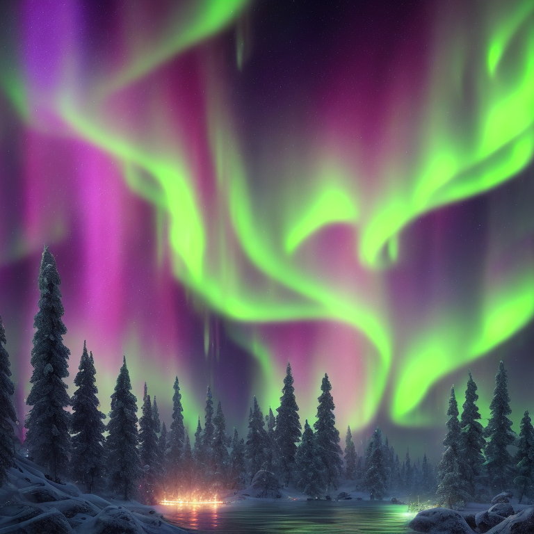 Lightening storm aurora borealis --glimmer