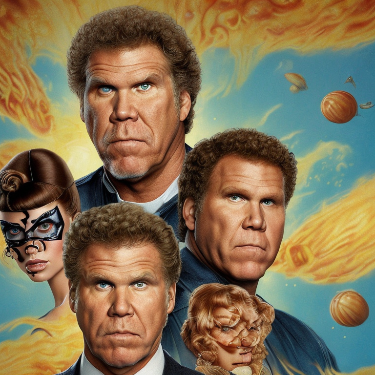 An ominous conspiracy of ron perlman or will ferrell surfs on the pasta water cove | more florid than vivid | more vivid than lurid | in the style of norman rockwell        --faceor2