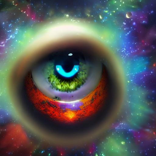 A floating eye in outer space --dream