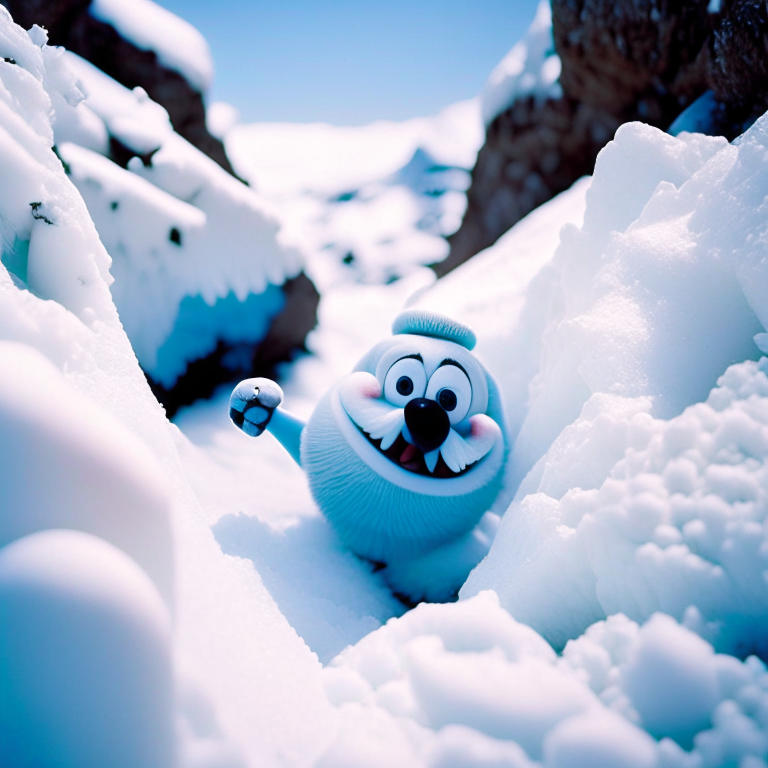 Olaf the cutest abominable snowman from Frozen is climbing an ice glacier  --fp1k
