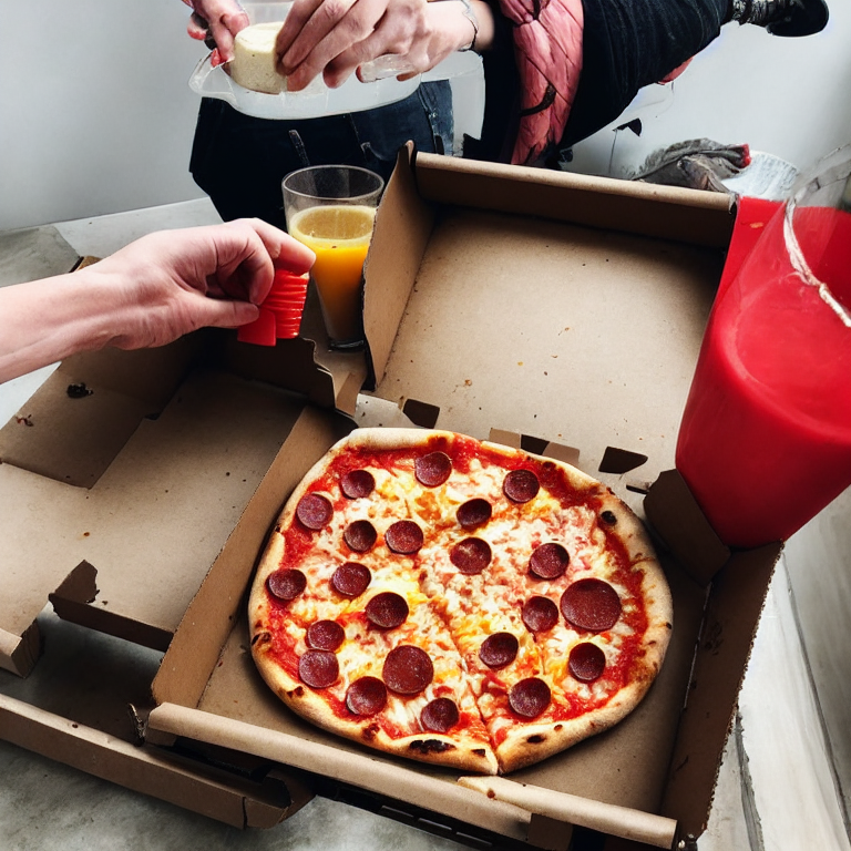 yeah pizza in a pizza box
🤨
smoothie, no cup? --happen