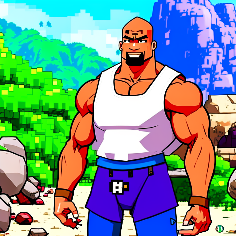 Dwayne "The Rock" Johnson is a Minecraft NPC trying to blend in to the background --anim