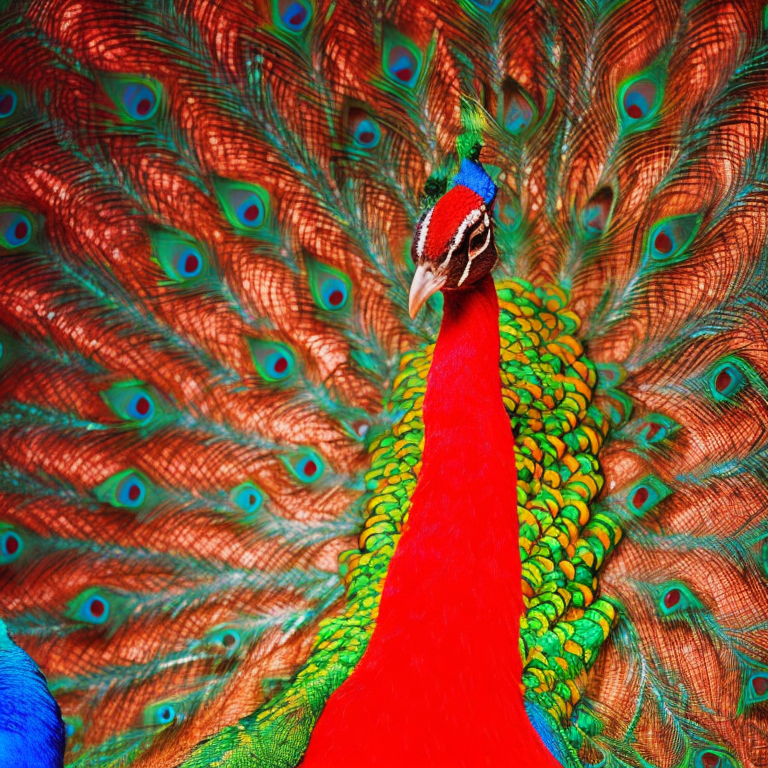 Neon portrait of a peacock.  --lite-brite 