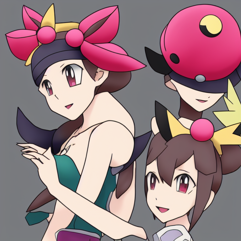 pokemon shaped like an elaborate fascinator hat, on a woman's head, anime style --sd
