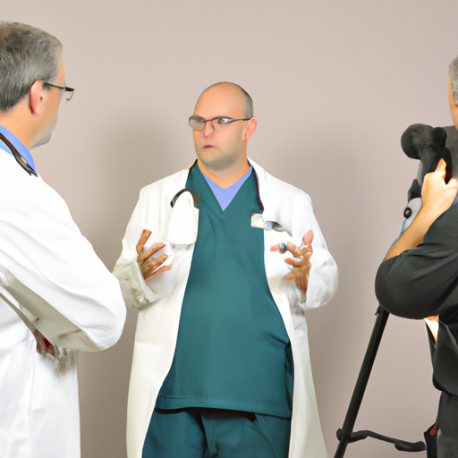 Medical professor being filmed for a video course by a crew --test1