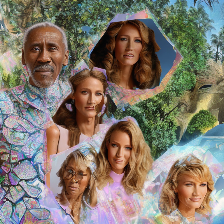  laura dern | don cheadle | rihanna | blake lively | jennifer lopez |  5 friends playing 5 dimensional chess on a 5 player penrose tiling ice cream truck   