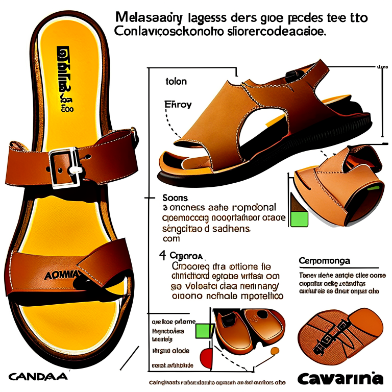 design fashionable and functional women's safety footwear with the following features: 2 adjustable sandal-style caravana's upper made of breathable, padded, high-quality material in tan color. It has an ergonomic design that conforms to the foot. The toe area features a visible composite toe cap for protection from impacts. The footbed includes an adjustable crepe bandage insole that covers the whole feet till the ankle like a safetysock in beige color that custom fits to the contours of the foot and can be refastened. The outsole is slip-resistant with excellent grip and is resistant to oils and fluids. The overall style is minimalist and elegant with all the safety components seamlessly integrated. The padding provides comfort when tightened. Show the sandal from a 3/4 perspective to highlight all the key features. Use photorealistic detail and lighting., concept design , full view, photorealistic --pyramid