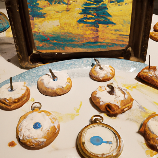 Salvador Dali’s persistence of memory but the clocks are cookies and it’s a winter wonderland --dalle