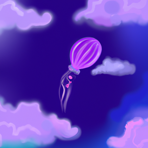 jellyfish hot air balloon floating through purple clouds  --dalle