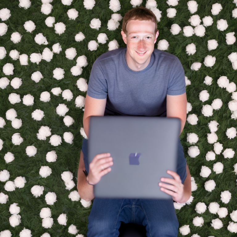 Mark Zuckerberg sitting on a thrown with a dumb smile wearing a crown on his head, with a laptop in his lap, surrounded by a group of tiny lemmings and sheep wearing facebook t-shirts and holding up "like" signs  --vacation