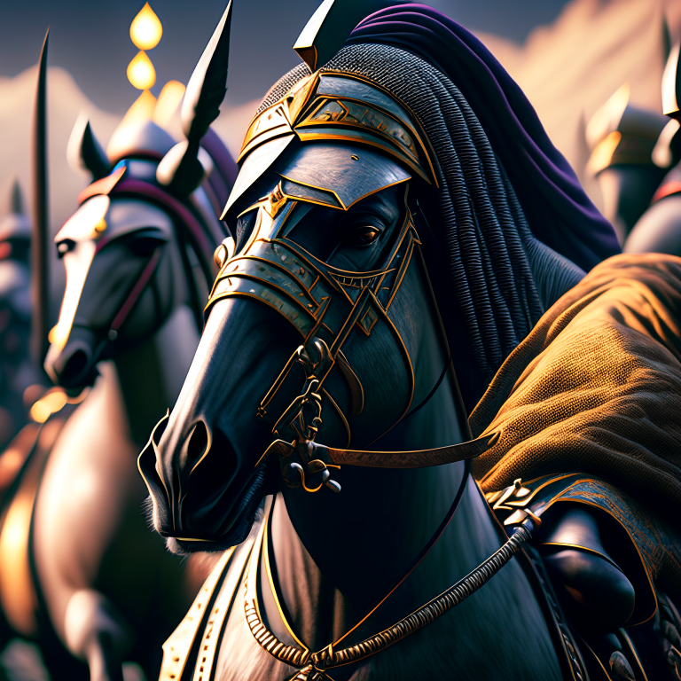 Saladin the great muslim general and sultan of egypt and syria, on horseback leading his troops into battle against the crusaders --trip  --k 