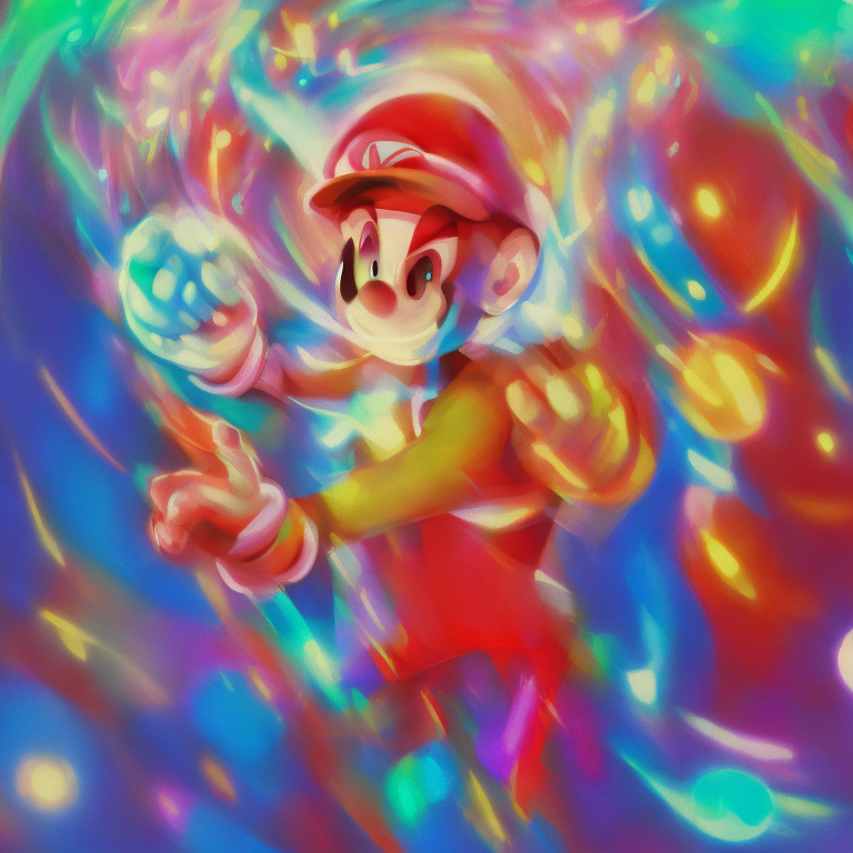 life-affirming mario or sonic hologram polymerizes | in the style of ralph bakshi  
