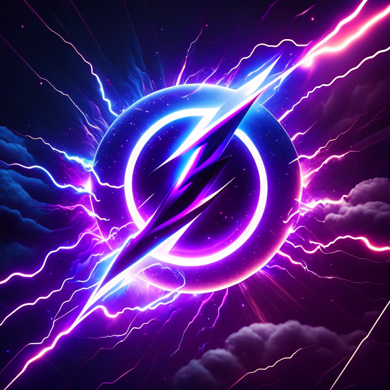 A futuristic logo of an lightning bolt running through a spiral galaxy. --fp1k-beauty      