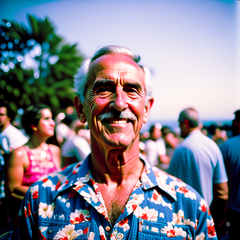 Man in Hawaiian shirt product shot --fp1k 