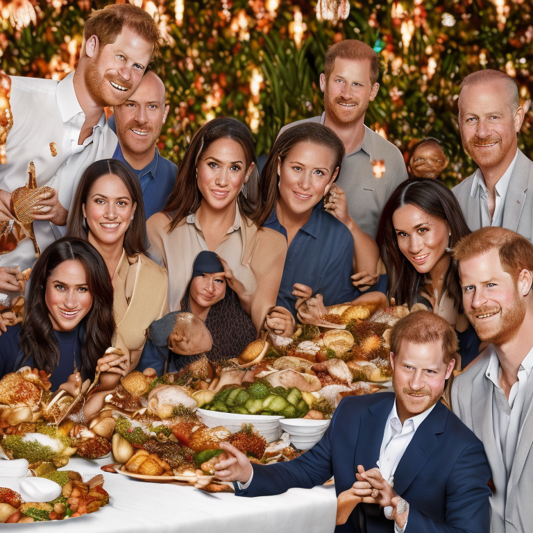 Prince Harry and Meghan Markle host a star studded Thanksgiving dinner with a turkey as the guest of honor --vacation