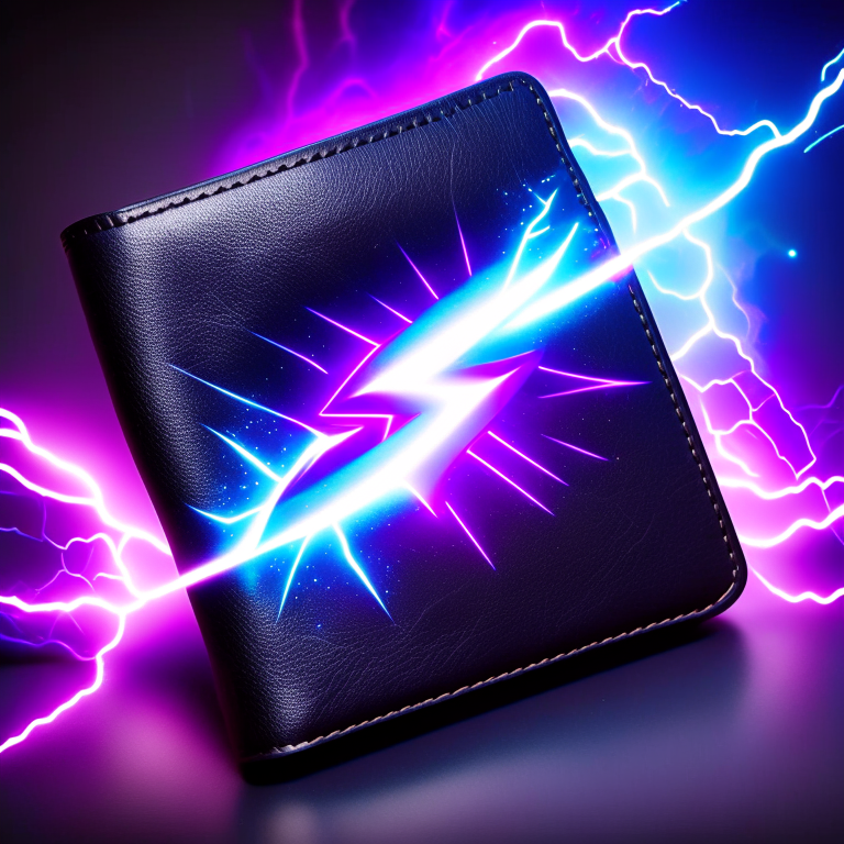 A black leather ID wallet holding a futuristic ID badge depicting a lightning bolt and spiral galaxy. --fp1k-beauty             