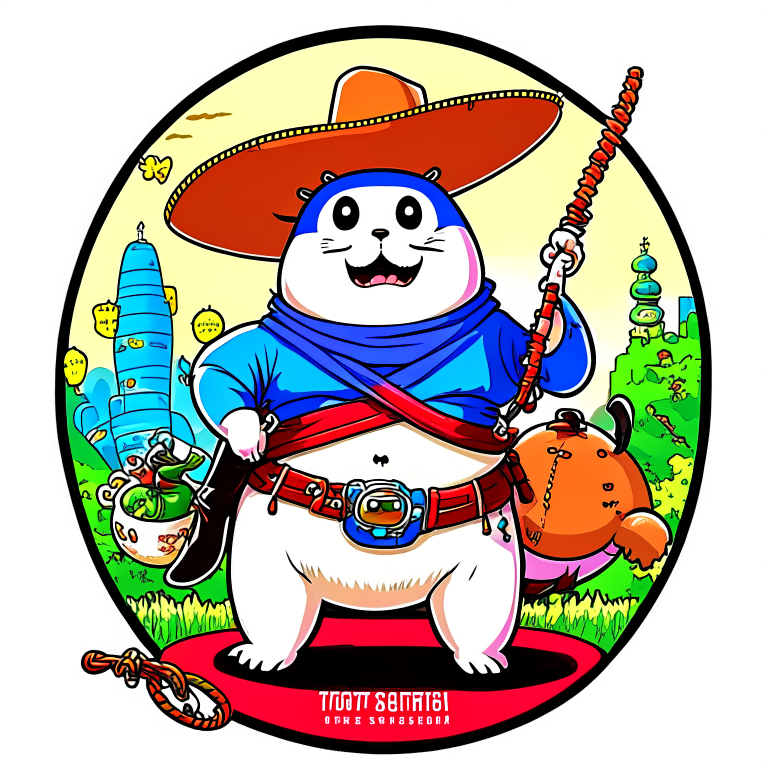Totoro wearing a cowboy hat and holding a lasso in tokyo --anim