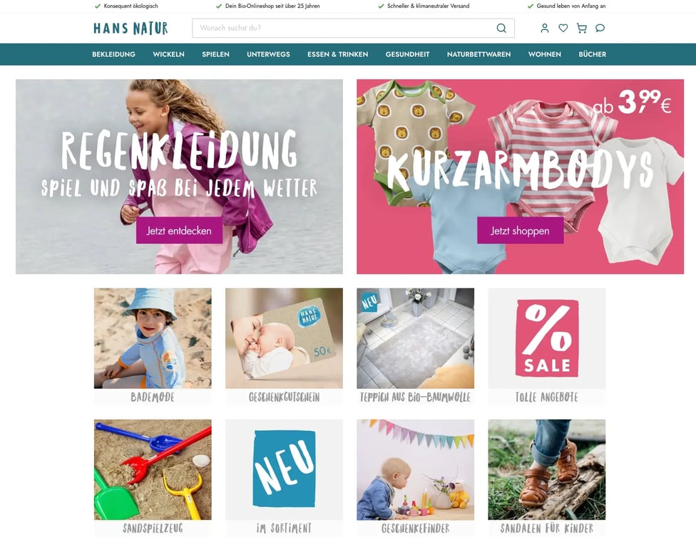 Hans Natur ecommerce site case study image 1