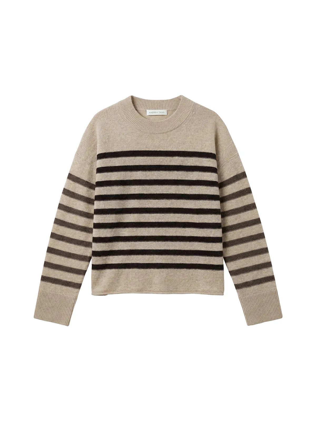 ELVIRA | Contrast Stripe Cashmere Wool Jumper - ELVIRA｜Contrast Stripe Cashmere Wool Jumper-Light coffee stripe