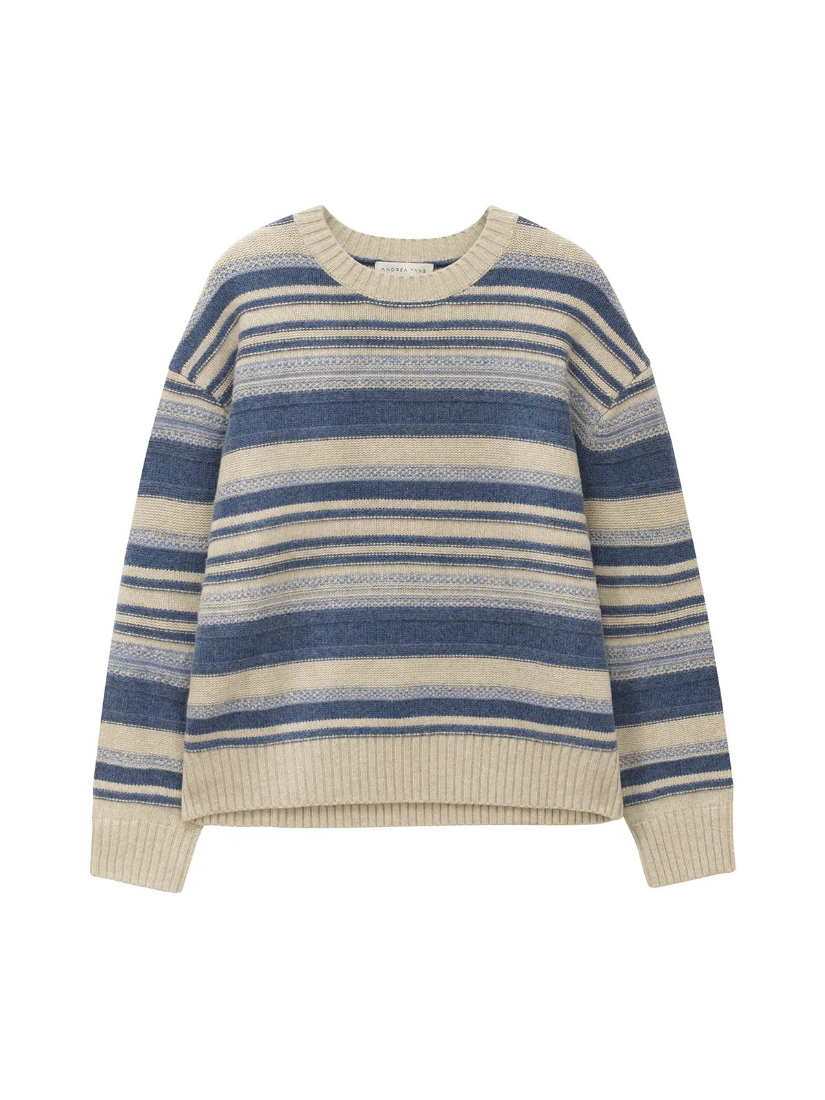 AFRA | Irregular Multicolour Stripe Wool Cotton Jumper - Blue stripe