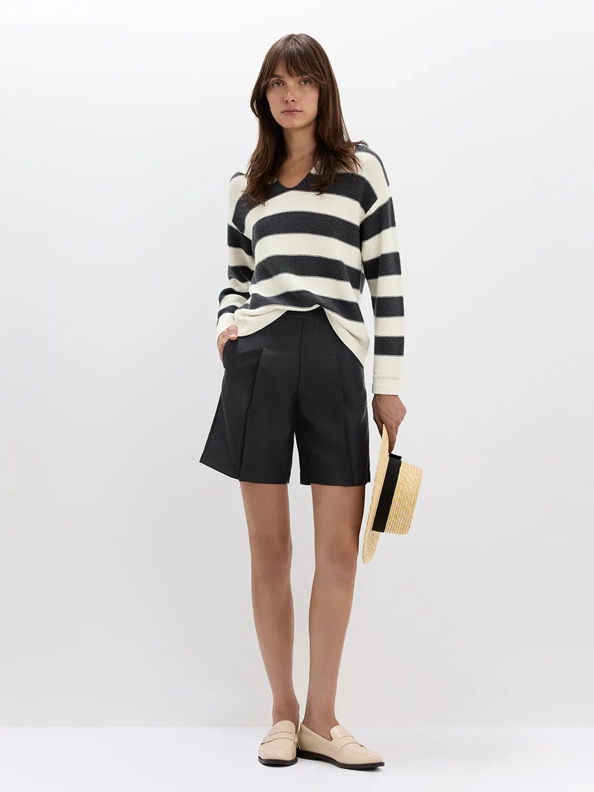 Wool Cotton Blend Striped Jumper
