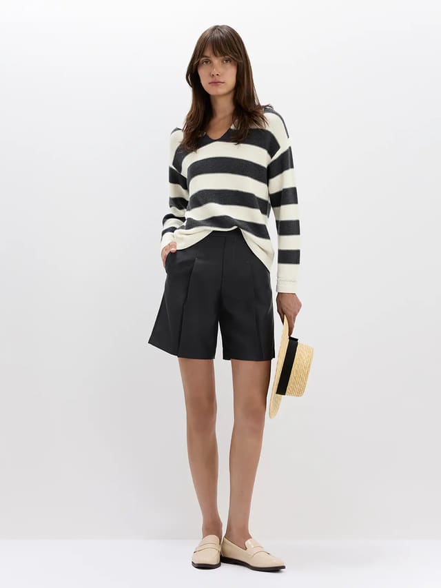 Wool Cotton Blend Striped Jumper