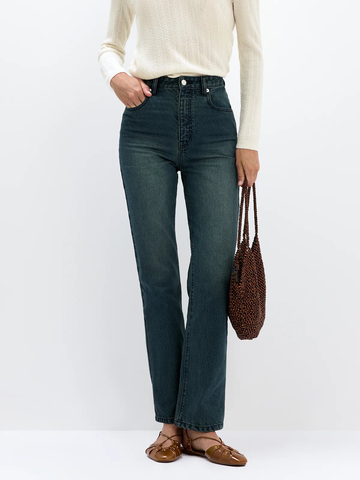 ERICA | Pure Cotton Mid-Rise Slim Straight Jeans - Regular