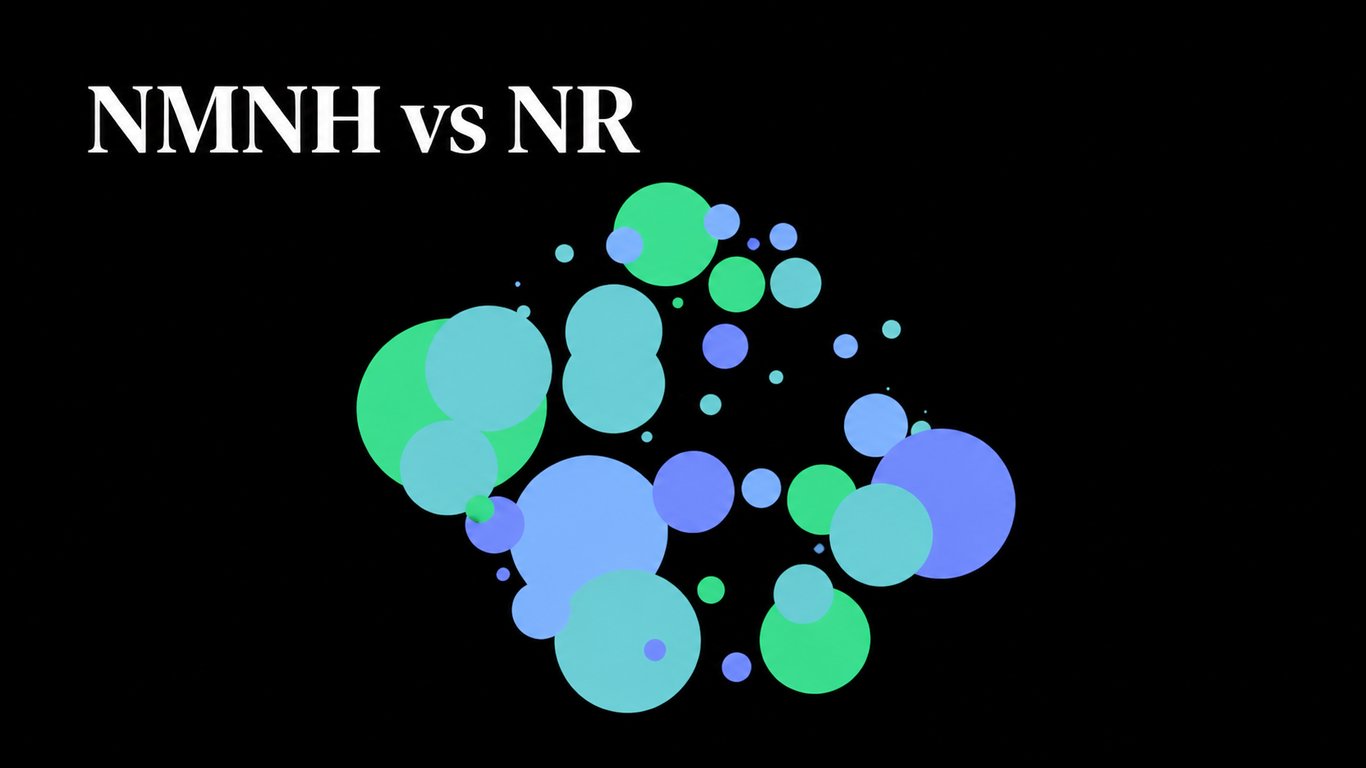 Green and blue circles on a black background beneath the text NMNH vs NR.