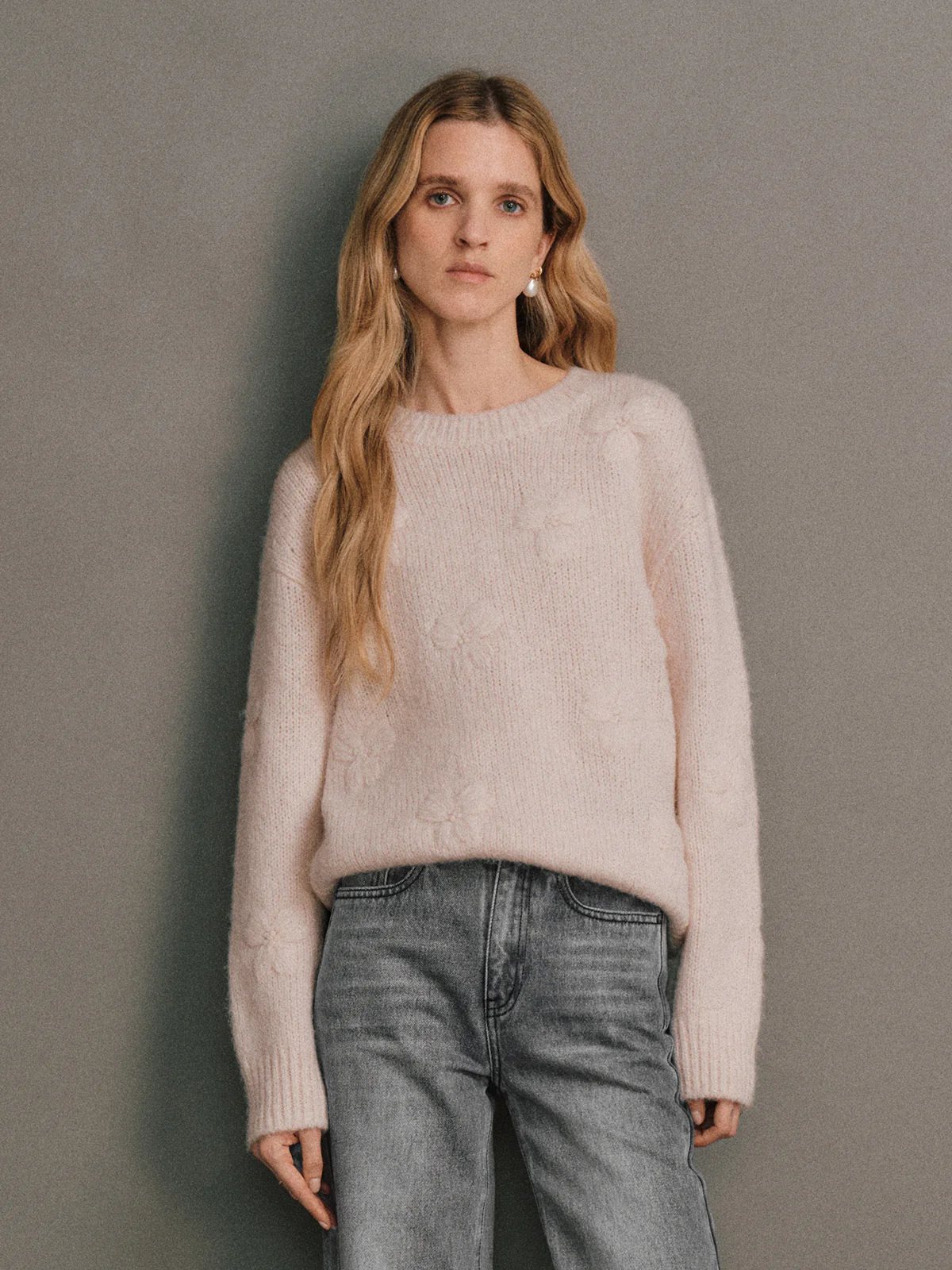 FLEUR | Alpaca Wool Embroidered Jumper - Pink
