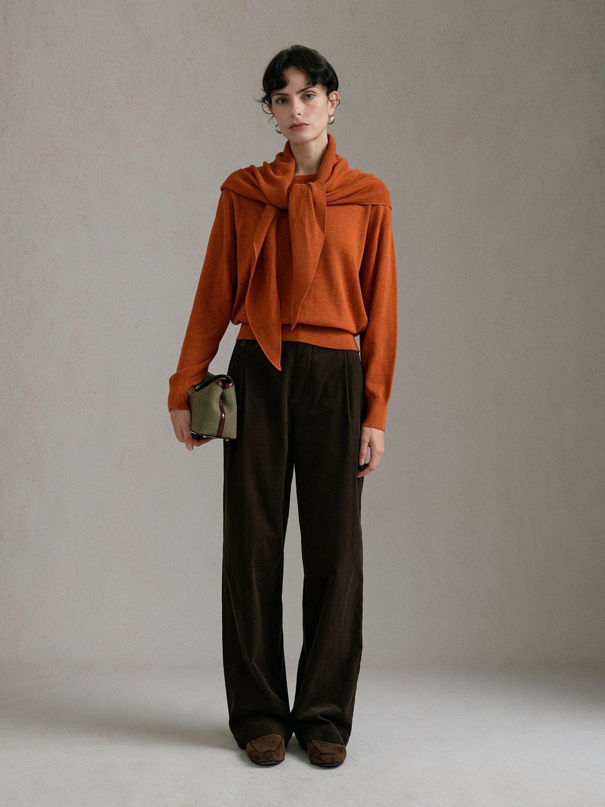 Product View of SOPHIA Relaxed Lightweight Jumper in Orange.