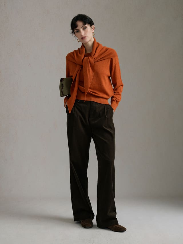 Product View of SOPHIA Relaxed Lightweight Jumper in Orange.