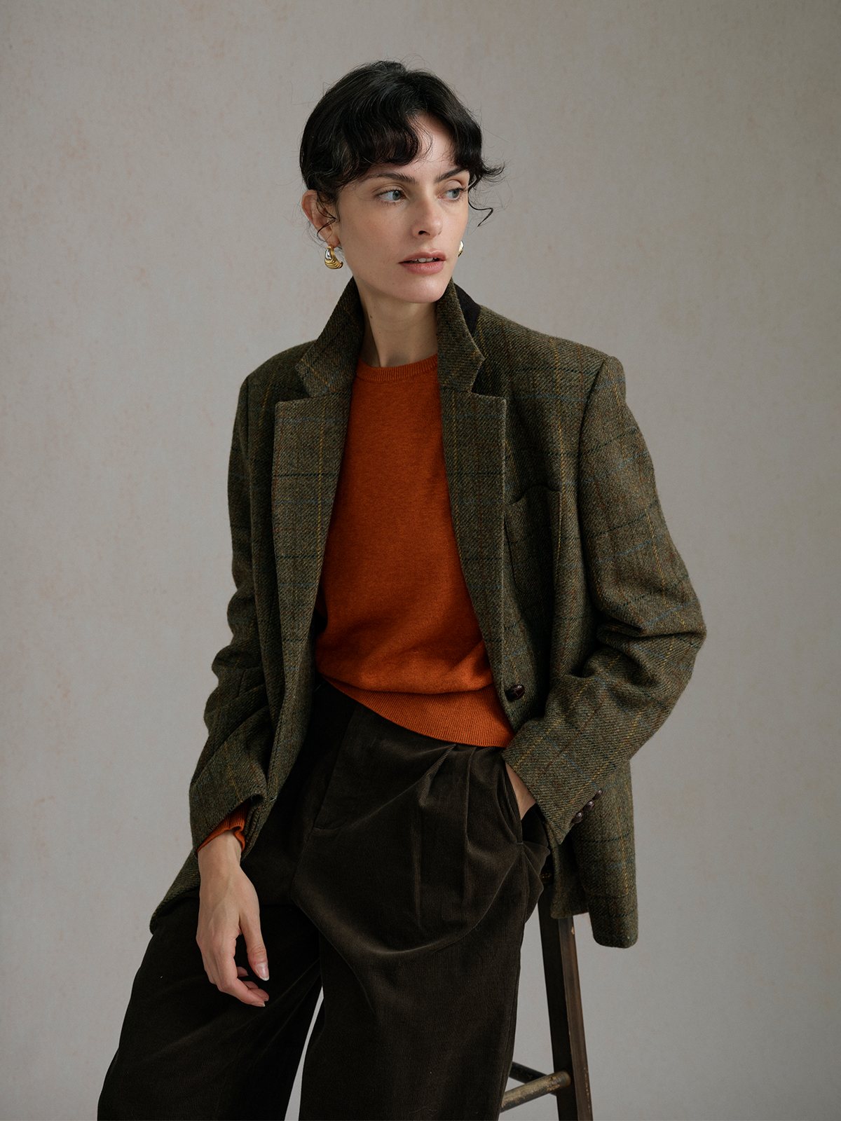Product View of SOPHIA Relaxed Lightweight Jumper in Orange.