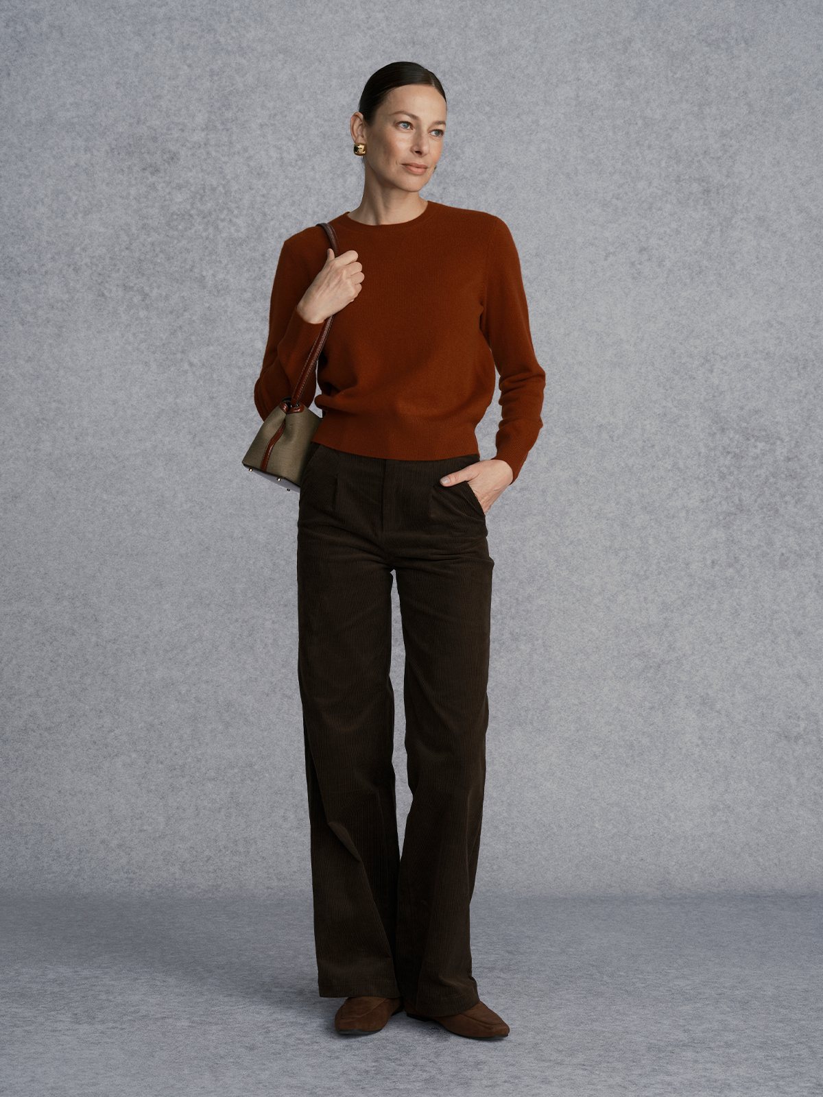 Product View of WICKHAM Corduroy Shirt and Trousers in Brown.