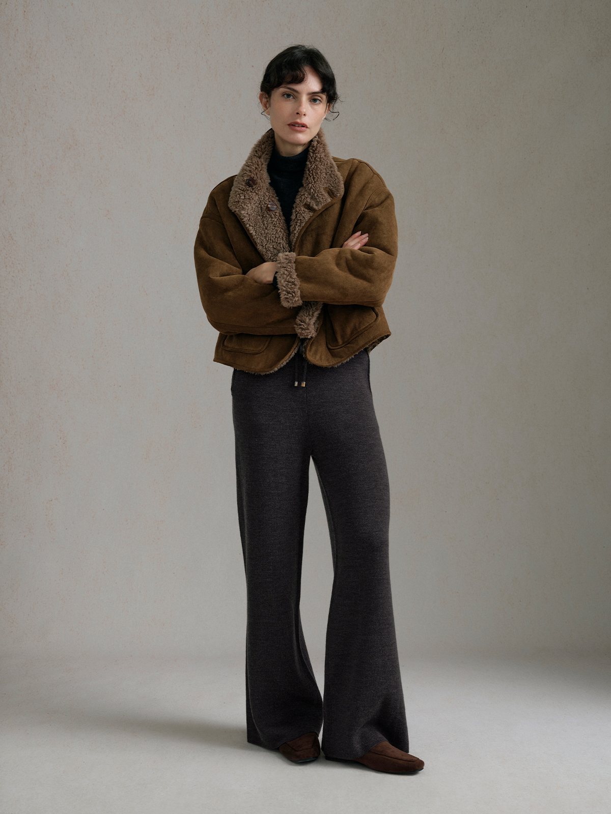 Product View of TEDDY Reversible Teddy Jacket in Brown.