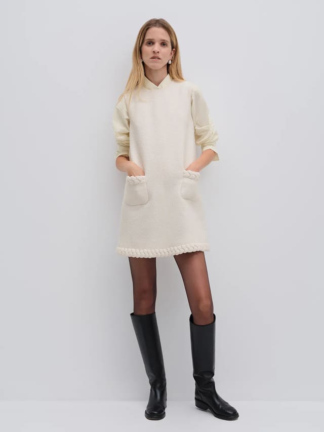 SASHA｜Sleeveless Cable Knit Dress-Model front view-01
