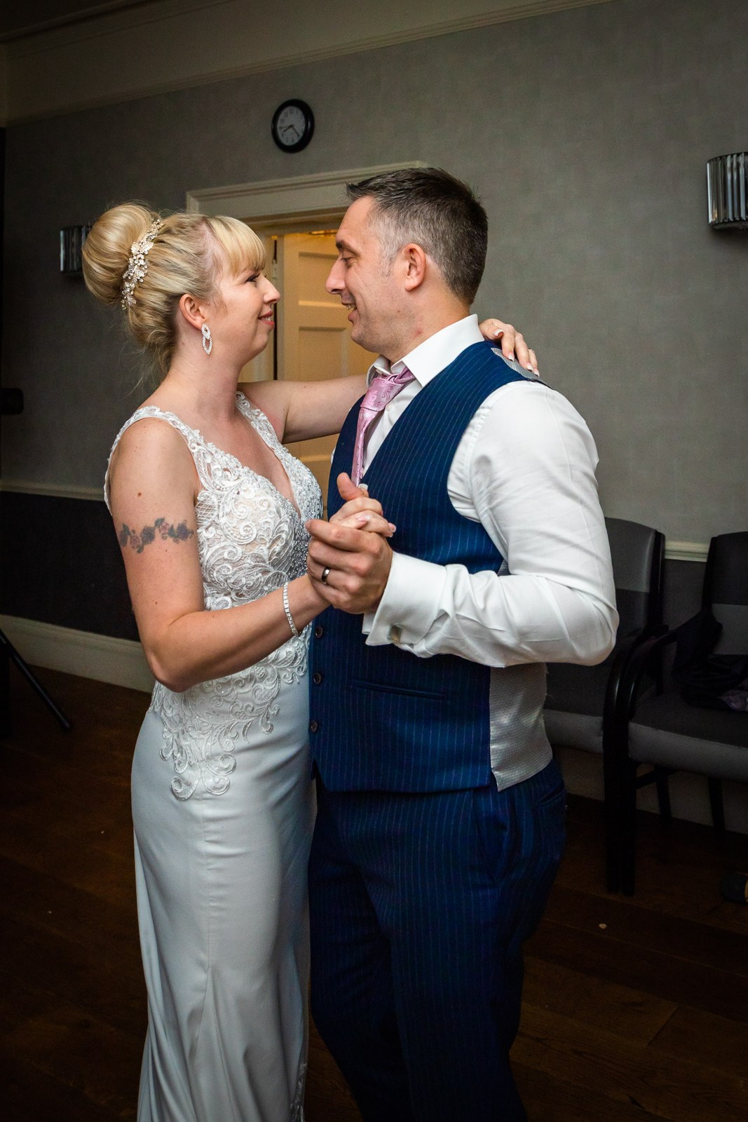 Bride and groom's first dance in the reception room