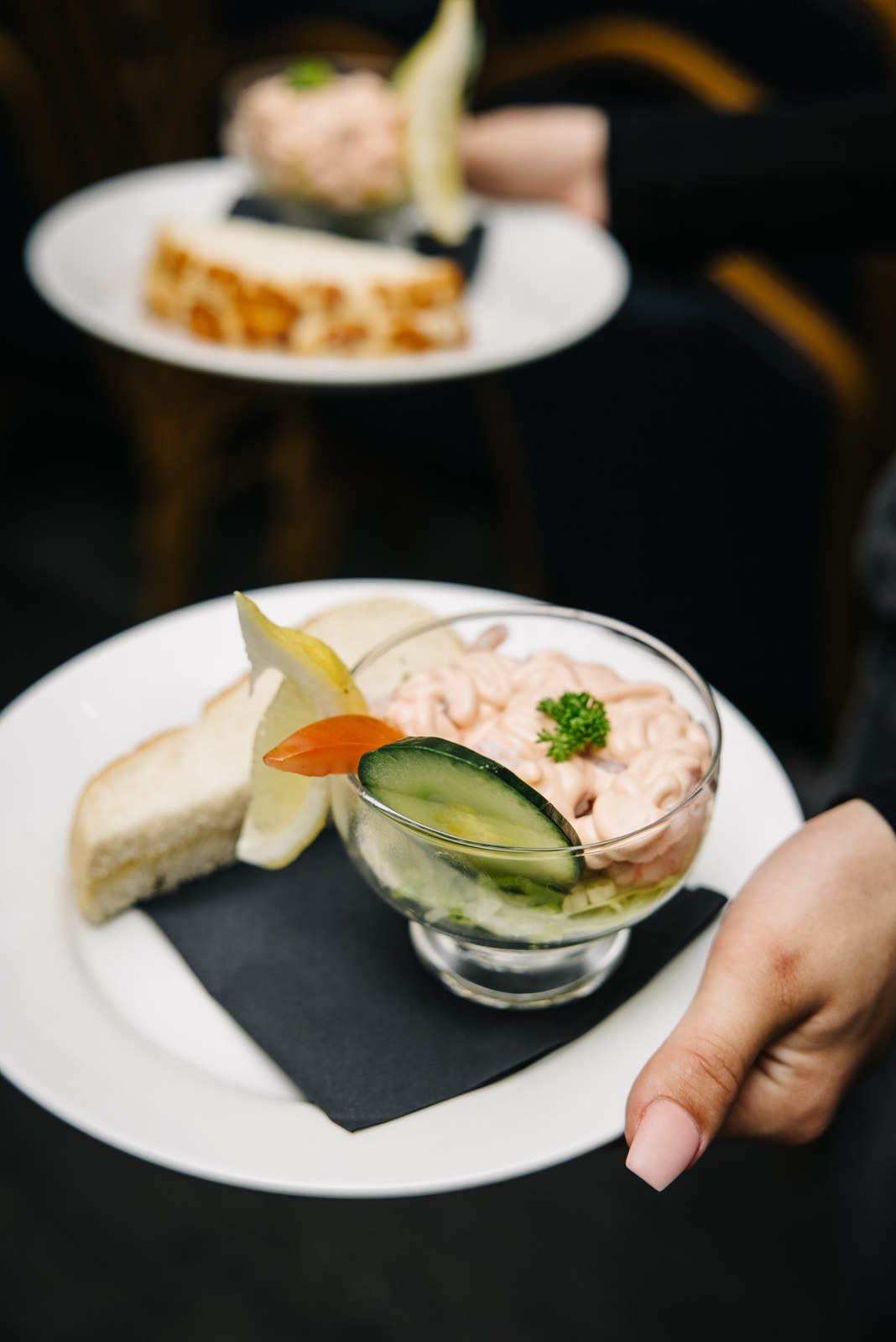 A plated prawn-cocktail starter served at the wedding breakfast