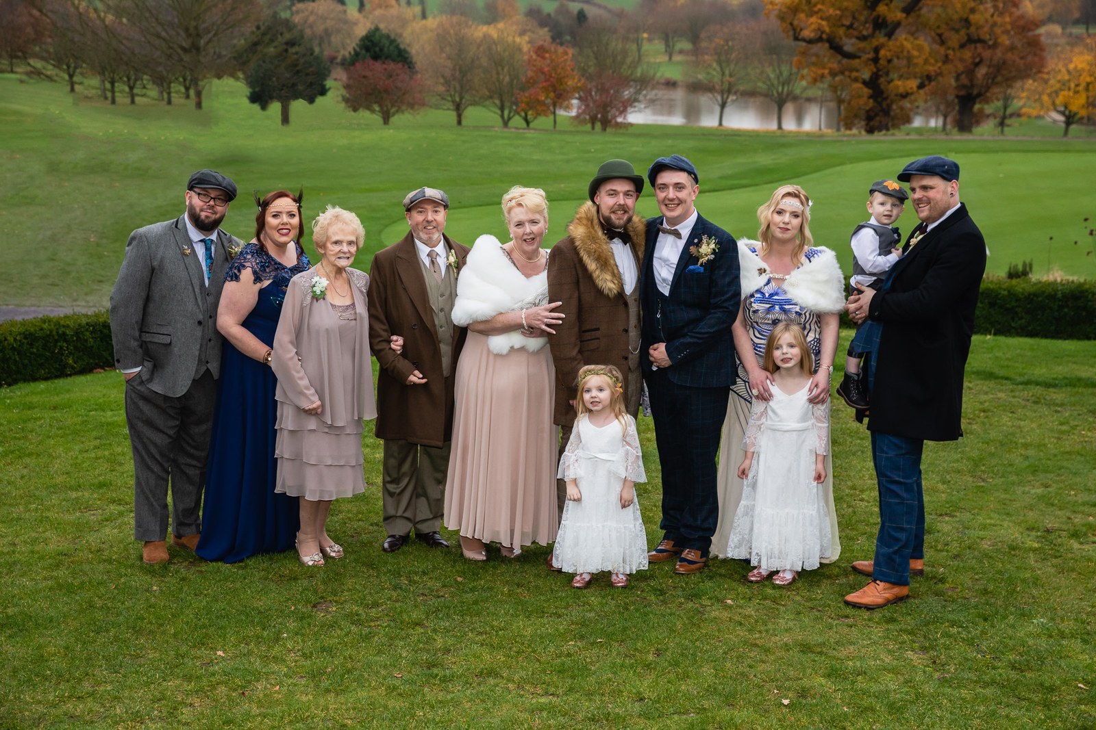 Family group portrait on the Windmill Village Hotel grounds by the golf course