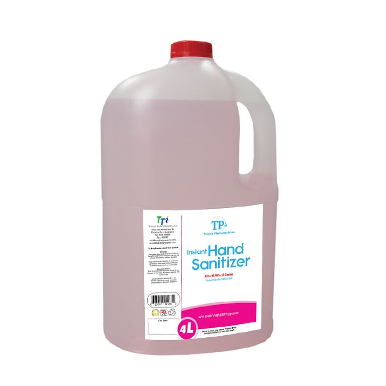 TP INSTANT HAND SANITIZER BABY POWDER GEL 63% V/V 4 L