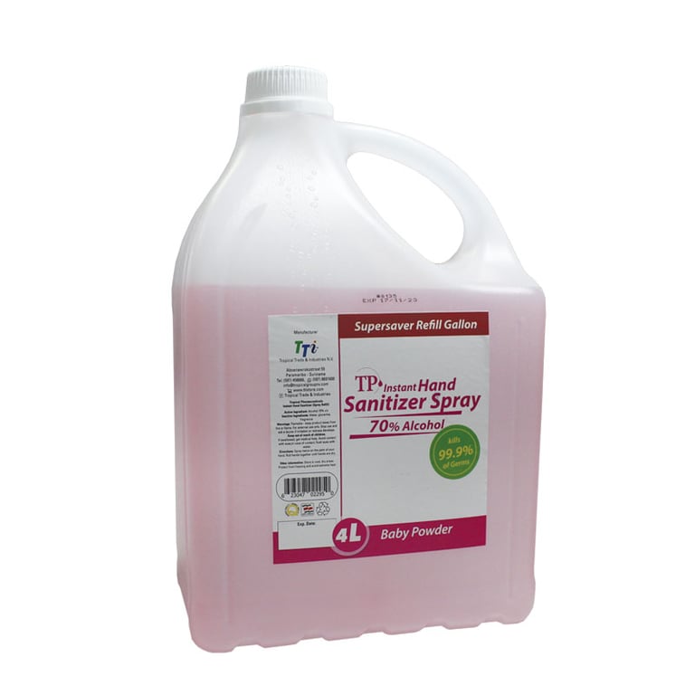 TP INSTANT HAND SANITIZER BABY POWDER SPRAY 70% V/V 4 L
