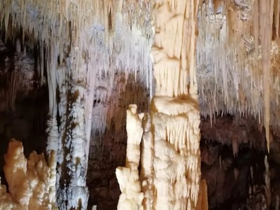 Grotte de Castellana avec des stalagmites et stalactites impressionnantes, révélant la beauté naturelle du sous-sol.