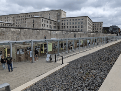 Exhibition site at the Topography of Terror, displaying information panels on German history.