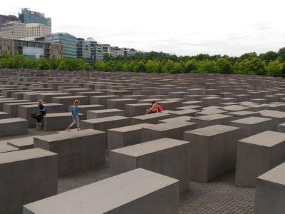 Memorial to the murdered Jews of Europe, with concrete blocks reflecting the memory and respect for the victims of the Holocaust.
