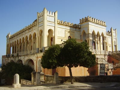 Villa Sticchi in Otranto, an impressive example of historical architecture with its elegant arches and decorative details.
