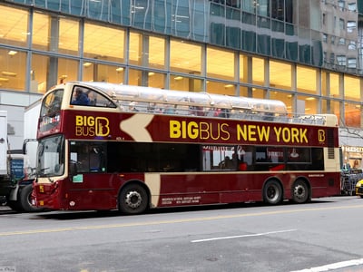 Big Bus double-decker bus in New York, offering a panoramic tour of the city's iconic attractions.