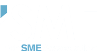 isme-logo-2 Logo of the Irish SME Association, with the letters "ISME" prominently displayed in white and blue on a light background.