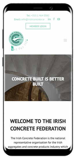 The Irish Concrete Federation is a national representative organization for the Irish aggregates and concrete products industry, providing contact information for members to log in and access resources.