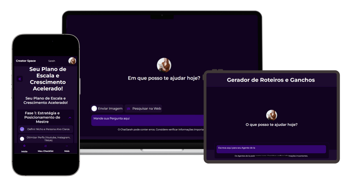 Mockup da plataforma CreatorSpace